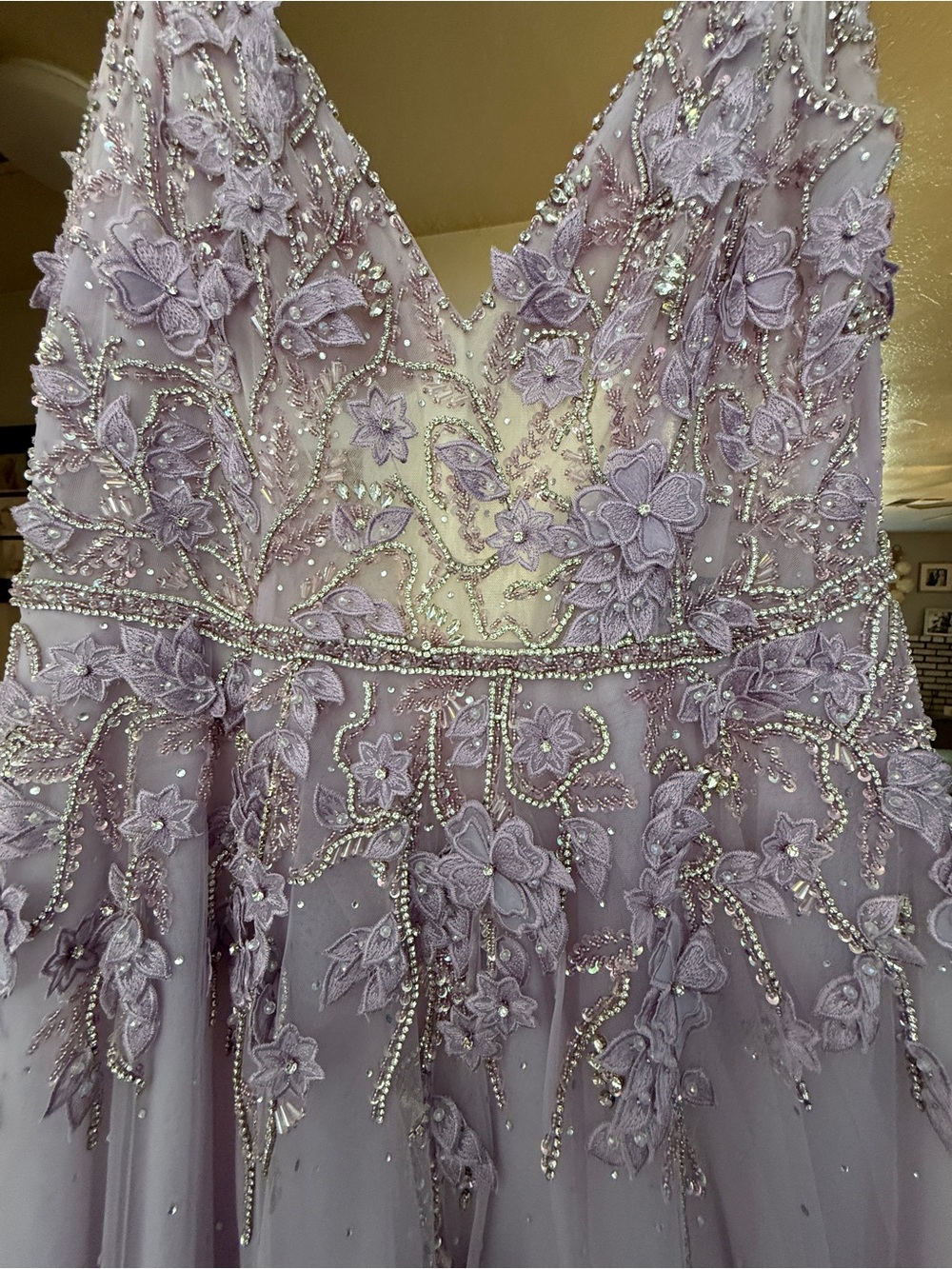 Mac Duggal Lavender Evening Dress with Pale Pink Lining